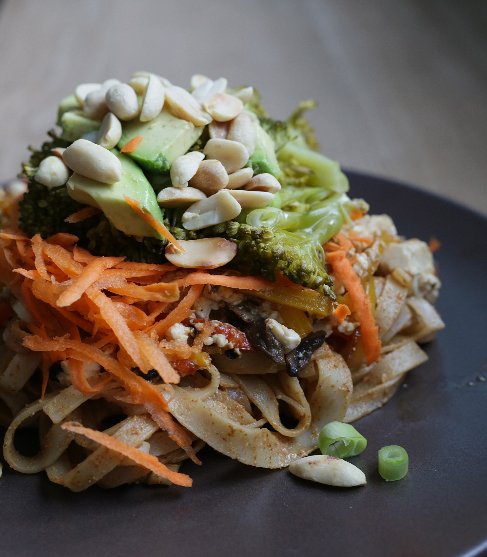 A noodle salad packed with vegetables and seeds