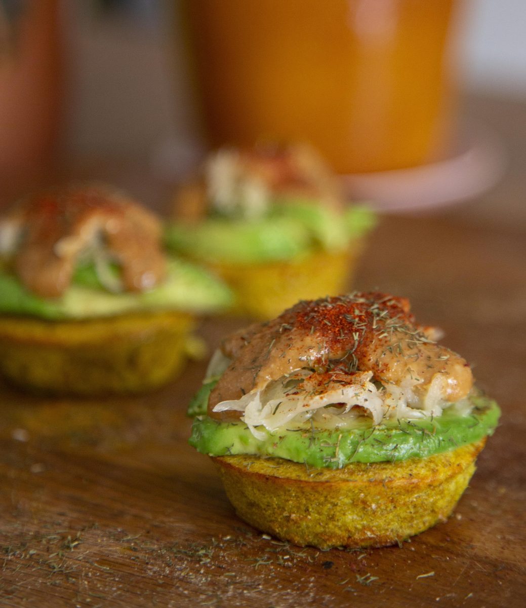 Savoury muffins with avocado